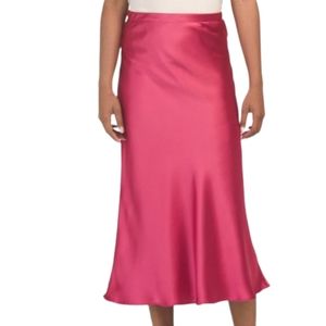 Rachel Zoe Pink stretch satin midi skirt